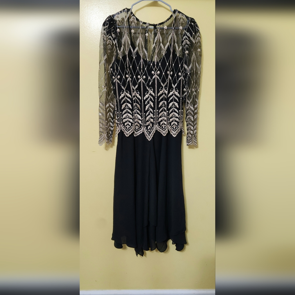 Vintage Cachet by Bari Protas layered sheer maxi formal dress. Size 9/10